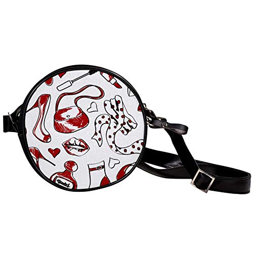 Bandolera redonda pequeña bolsa de mano para mujer, bolso de hombro, bolso de lona para la cintura, accesorios para mujer – Perfume labial pintura zapato