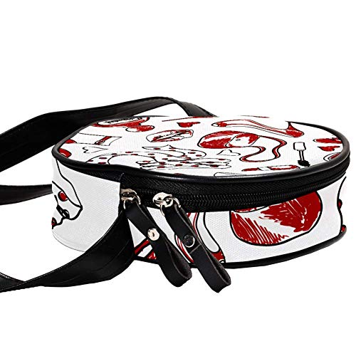 Bandolera redonda pequeña bolsa de mano para mujer, bolso de hombro, bolso de lona para la cintura, accesorios para mujer – Perfume labial pintura zapato