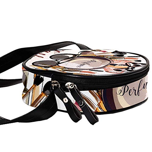 Bandolera redonda pequeña bolsa de mano para mujer, bolso de hombro, bolso de lona para la cintura, accesorios para mujeres, cosméticos, perfumes, pintalabios, pintalabios