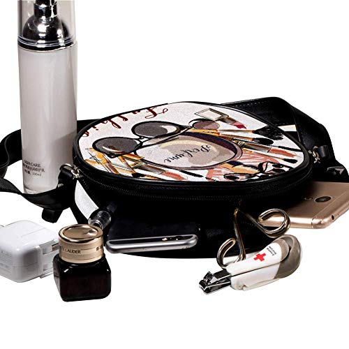 Bandolera redonda pequeña bolsa de mano para mujer, bolso de hombro, bolso de lona para la cintura, accesorios para mujeres, cosméticos, perfumes, pintalabios, pintalabios