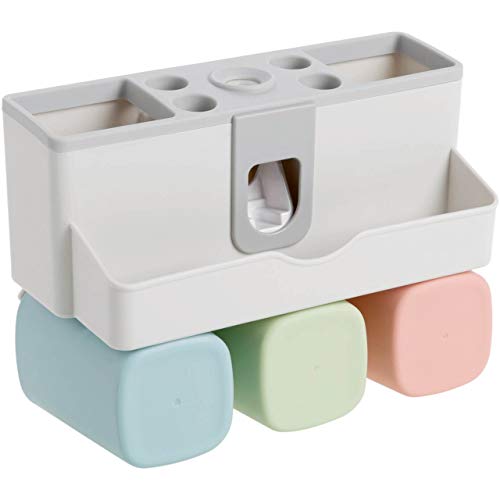 Baño Cepillo de dientes Estante Pared de succión Cepillo Conjunto   de tazas Aseo Enjuague bucal Copa Bastidor Cepillo de dientes Bastidor Estante Familia de tres (3 tazas)