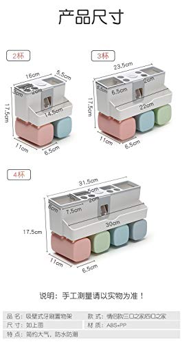 Baño Cepillo de dientes Estante Pared de succión Cepillo Conjunto   de tazas Aseo Enjuague bucal Copa Bastidor Cepillo de dientes Bastidor Estante Familia de tres (3 tazas)