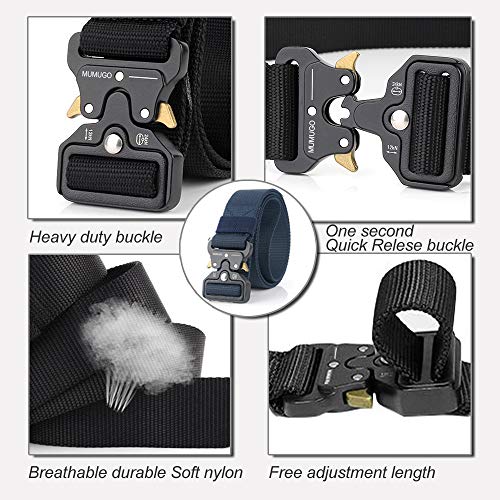 Bansga Cinturón Táctico de los Hombres Estilo Militar con Nosotros Cinturón de Nylon de Alta Resistencia Para el Entrenamiento de Caza Ejército Que se Ejecuta(B-Azul)