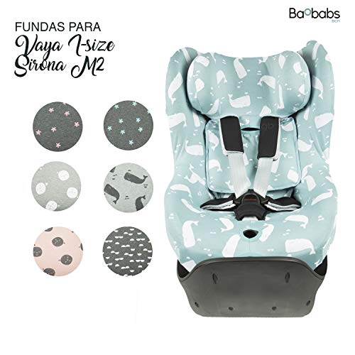 BAOBABS BCN Funda para Sirona M2 I-size y Vaya GB white whales acabado de calidad para bebé.