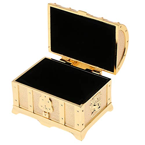 Baoblaze Cofre de Tesoro Retro de Caja de Joyería de Metal Vintage para Mujeres Niñas - Dorado