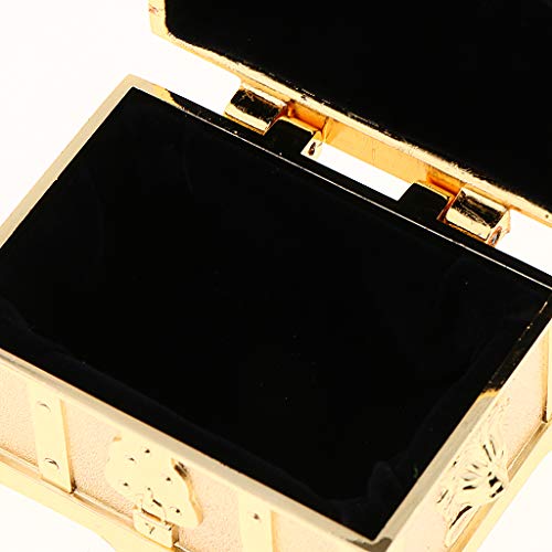 Baoblaze Cofre de Tesoro Retro de Caja de Joyería de Metal Vintage para Mujeres Niñas - Dorado
