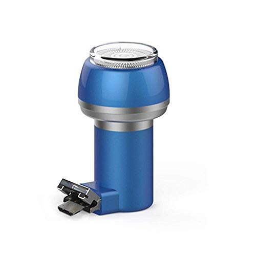 Baomasir - Maquinilla de afeitar 2 en 1 para hombre, afeitadora eléctrica magnética, portátil, tipo C, para teléfono/banco de energía, resistente al agua, carga duradera (USB + Micro, azul)