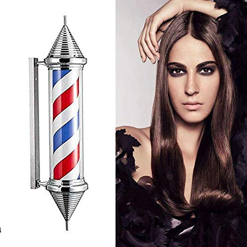 Barbería rotación poste de iluminación Poste del peluquero llevó la luz, al aire libre Estilo retro del salón de pelo de peluquería Iniciar sesión Barber Shop, que giran tiras de Iluminación azul blan
