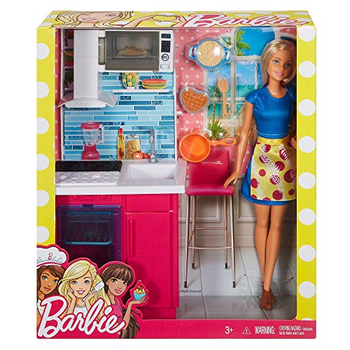 Barbie Muebles de la casa, Muñeca y cocina, accesorios casa de muñecas (Mattel DVX54)