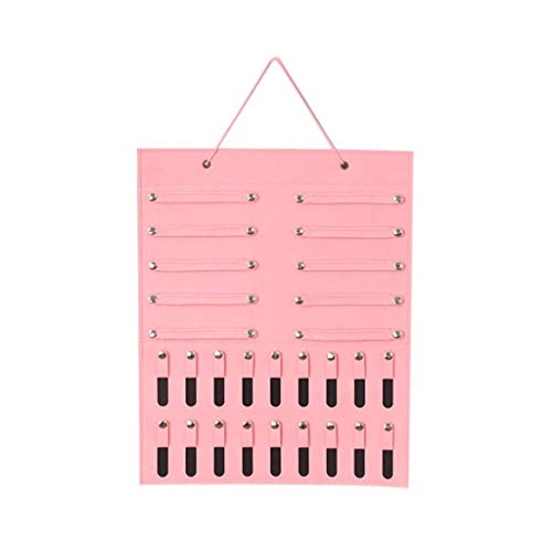 Bascar - Organizador de joyas para colgar joyas, bolsa de almacenamiento, espacio para pendientes, collar, pulsera, anillo, expositor, plegable, montaje en pared rosa