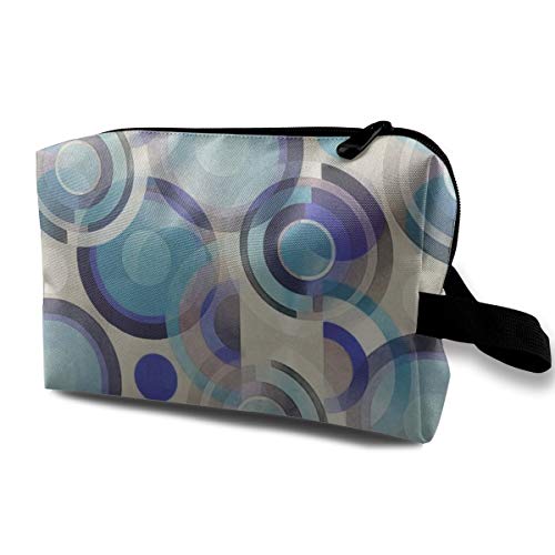 Bauhaus Circles Blue_1517 - Neceser portátil para maquillaje, diseño de círculos, color azul