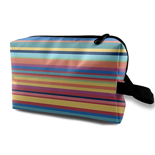 Bauhaus Stripe Bright_7066 - Neceser portátil para maquillaje, diseño de rayas, 25,4 x 12,7 x 15,7 cm