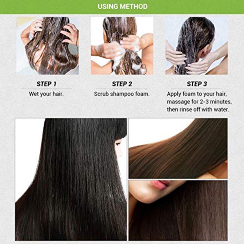 BaZhaHei Barra de Champú para Oscurecer El Cabello Acondicionador OrgáNico Natural Y Esencia Reparadora Aceite de Silicona Sin JabóN para Manos