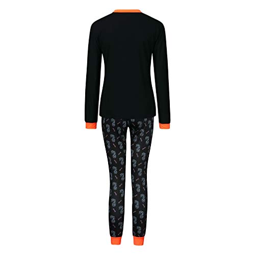 BaZhaHei Conjunto de Pijamas Halloween Pijamas con Estampado de Letras para niños de Halloween para niños + Pantalones Ropa Familiar Camisetas de Manga Larga con Estampado Padre Madre e Hijo Trajes
