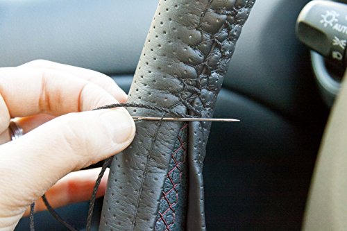 BC Corona INT30182 Funda de Volante Negra Cosida para Coche Color Gris Acabado simil Piel Universal