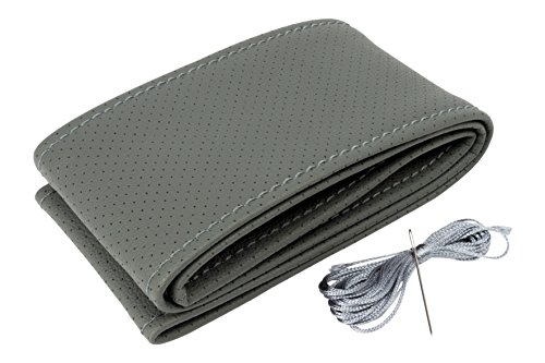 BC Corona INT30182 Funda de Volante Negra Cosida para Coche Color Gris Acabado simil Piel Universal