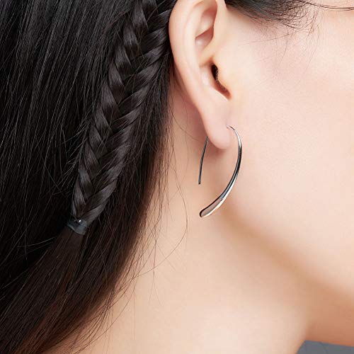 BDD CO. Mujer Pendientes, Pendientes largos para mujer, elegantes pendientes de plata de ley S925 chapados en oro blanco y rosa, con caja de regalo, estilo simple