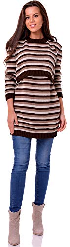 Be Mammy Suéter Jersey Premamá Ropa Maternidad Mujer BESE490(Marrón/Beige, S/M)