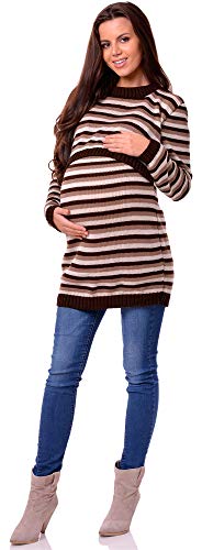 Be Mammy Suéter Jersey Premamá Ropa Maternidad Mujer BESE490(Marrón/Beige, S/M)