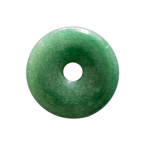 Beads Ok, DIY, Colgante de Collar de Rosquilla de Piedras Preciosas Semipreciosas de Aventurina Verde Natural 40mm x 1 Pieza. (Natural Green Aventurine Semi-precious Donut Gemstone Necklace Pendant)