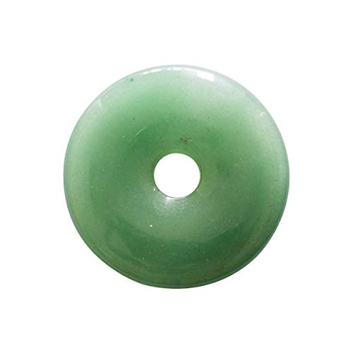 Beads Ok, DIY, Colgante de Collar de Rosquilla de Piedras Preciosas Semipreciosas de Aventurina Verde Natural 40mm x 1 Pieza. (Natural Green Aventurine Semi-precious Donut Gemstone Necklace Pendant)