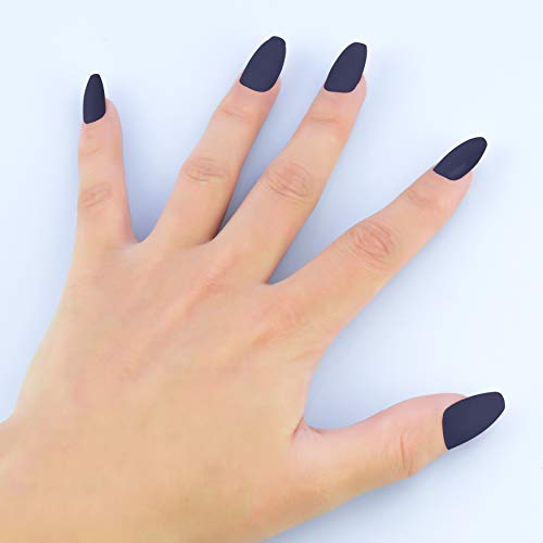 Beashine Falsa uña, Fake Nails, Elegant Touch French Manicure Fake Nails, Tamaños Ovales de Uñas Falsas Estilo Acrílico Artificial Fake Art Nails, 24 Uñas de Arte de UV de DIY (1535 Azul)