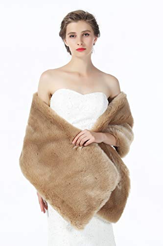 BEAUTELICATE Estola Chal Pelo Mujer Boleros Mantón para Fiesta Bodas Novia Invierno Vestido de Noche S76
