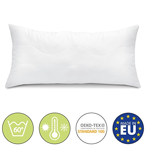Beautissu Almohada cojín BeauNuit NK - 40x80 cm - Relleno de 450g de Microfibra - Costura Interior - Apto para alérgicos