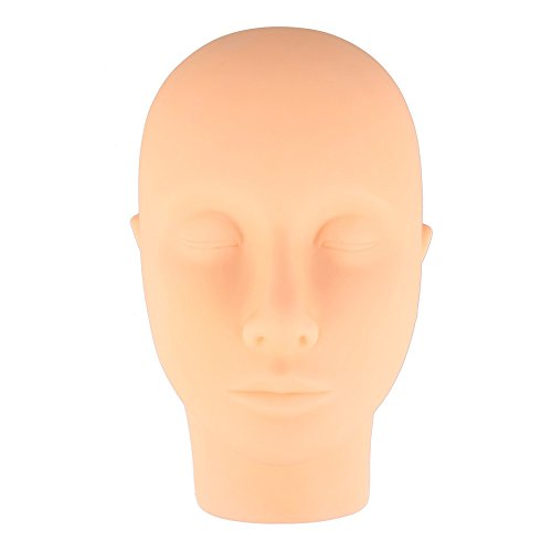 Beauty7 Extensiones de Pestañas Práctica Maniquí Kit de Cabeza Plana Goma Make Up Eyelash + 10 pares de Pestañas Postizas de Práctica Pestañas Ojos Sombra Labio para Maquillaje(Set)