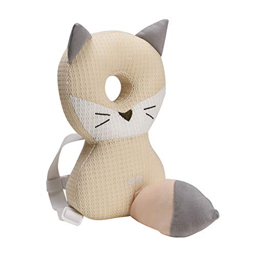 Bebamour Protección para la cabeza del bebé Suave y transpirable Soporte para la cabeza del bebé Almohada para bebés Reposacabezas anti-caídas (Caqui zorro)