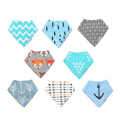 Bebé Bandana baberos para chicos 8 pack set, 100% algodón orgánico, suave y absorbente, hipoalergenico Azul nautica Baby denticion baberos