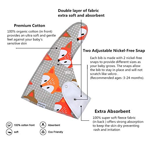 Bebé Bandana baberos para chicos 8 pack set, 100% algodón orgánico, suave y absorbente, hipoalergenico Azul nautica Baby denticion baberos