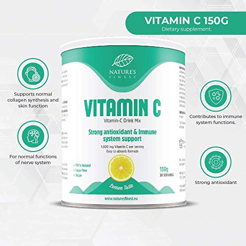 Bebida de Vitamina C |Todo Natural, Vitamina C en polvo de gran absorción I Potente antioxidante I Protege contra el estrés oxidativo