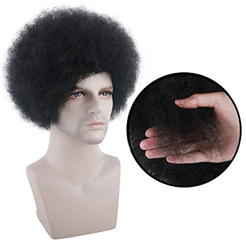 Becus 100% cabello humano rizado corto mullido rizado Afro pelucas para hombres negro natural