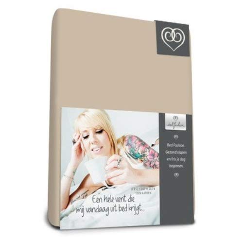 Bed-Fashion Sábana Bajera, Ajustable, de Tejido de Punto, Color Arena, para Cama Individual de 90 cm x 210 cm