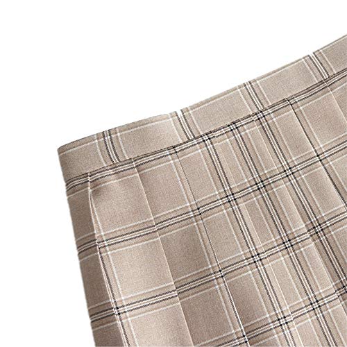 Beeck - Falda corta con hebilla para mujer, color marrón claro a cuadros Té ligero. XXL