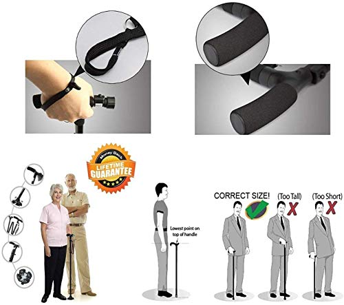 BeGrit Bastón Plegable Dependable Altura Ajustable Ligero Palo Plegable Bastón con Luces incorporadas LED no Deslizamiento Unisex