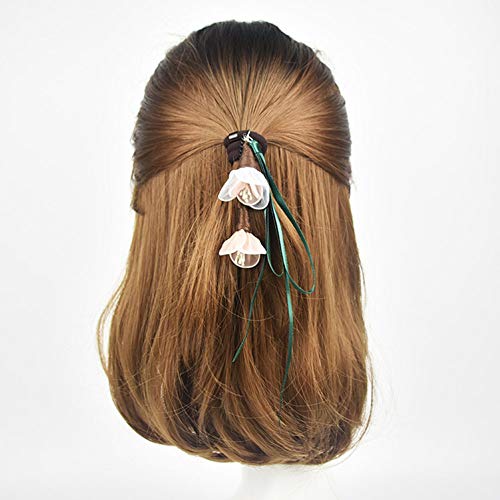 bei guoxia Pretty Premium Hair Rope, Sweet Women Hair Ring Rope Tie Floral Bowknot Ribbon Elastic Ponytail Holder Gris Claro