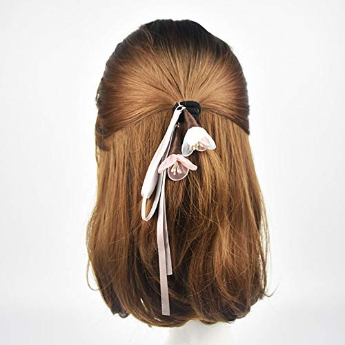 bei guoxia Pretty Premium Hair Rope, Sweet Women Hair Ring Rope Tie Floral Bowknot Ribbon Elastic Ponytail Holder Gris Claro