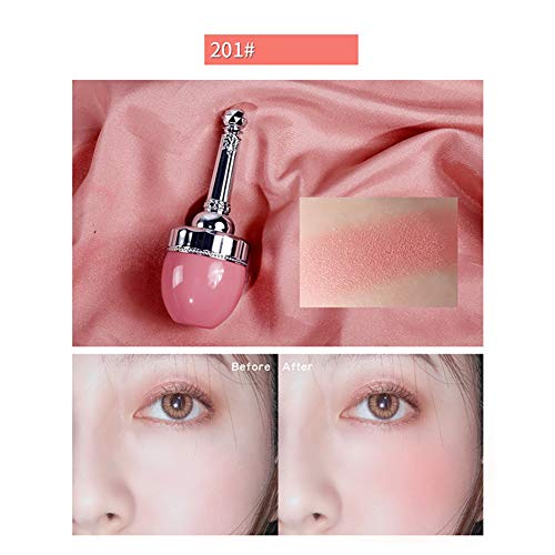 Beito 1PC Polvo altamente pigmentado Ruborizante Piel natural Ingredientes cosméticos y seguros Ingredientes Crema duradera, rubor, brillo, Maquillaje fácil de mezclar (201 Crema de frijoles)