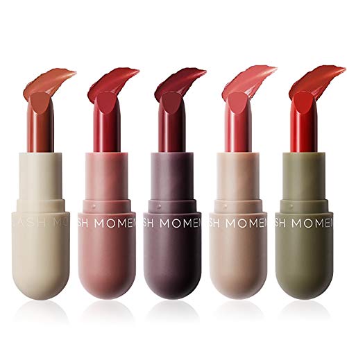 Beito Kit de barra de labios mate 5PCS Mini cápsula Barra de labios Barra de labios resistente al agua Set Long Wearing Terciopelo Mate Barra de labios Crema hidratante desnuda Barra de labios suave