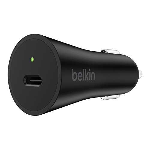 Belkin - Cargador para Coche USB-C de 27 W / 3 A con Cable de USB-C a USB-C de 1,2 m (USB-C PD, Carga MacBook Pro, Galaxy S9/S9+, Galaxy Note 8.0 y Muchos Otros) Negro