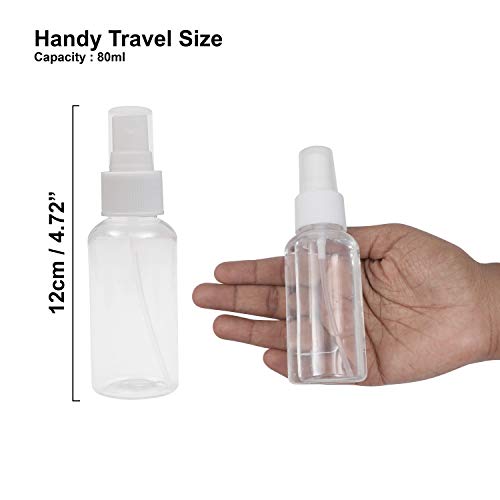 BELLE VOUS Botellas de Spray (20 Piezas) - 80ml Frasco Plástico Transparente con Pulverizador - Frasco Hermético Rellenable para Aceites Esenciales, perfumes, Agua - Fina Atomizador de Viaje