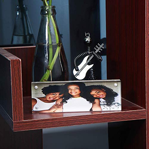 BELLE VOUS Pack de 2 Marco de la Tira de Fotos - 6 x 2 Marco Fotos Doble Acrilico 4 Imanes para Sujetarlo - Marco Fotos Metacrilato Transparente Escritorio para Fotos Preciadas - Marco Fotografia