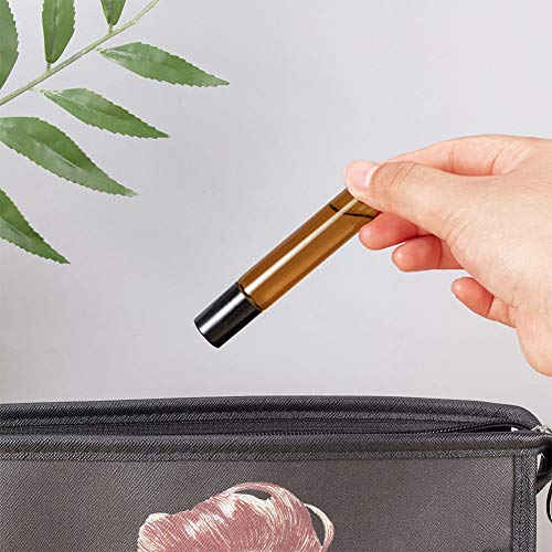 BENECREAT 30 Pack 10ml Botella de Vidrio Botellas de Rodillos de Aceites Esenciales Equipado con Cubierta Negra y 10 Pipetas, 4 Embudos, 1 Abridor