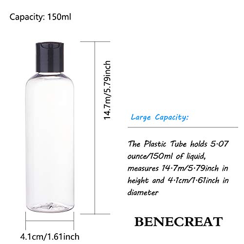 BENECREAT 8 Pack 150ml Botella Transparente de Plástico con Tapa de Presión Botella Portátil de Viaje Contenedor de Gel de Ducha, Desmaquillador, Crema, Loción