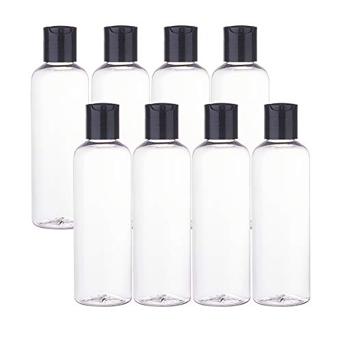 BENECREAT 8 Pack 150ml Botella Transparente de Plástico con Tapa de Presión Botella Portátil de Viaje Contenedor de Gel de Ducha, Desmaquillador, Crema, Loción