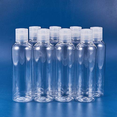 BENECREAT 8 Pack 200ml Botellas Transparente Contenedores Vacíos de Plástico Pet para Jabón de Manos Limpiador Facial, Botellas Recargables y Portátil