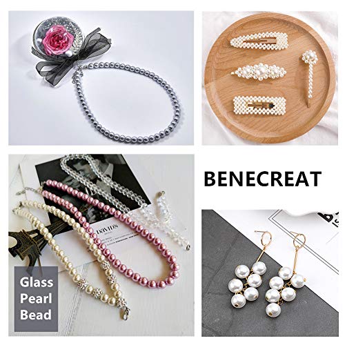 BENECREAT Sobre 200 PCS 8mm Redonda Perla de Cristal Abalorios de Manualidad para Decoración Hacer Pulsera Collar Rosa