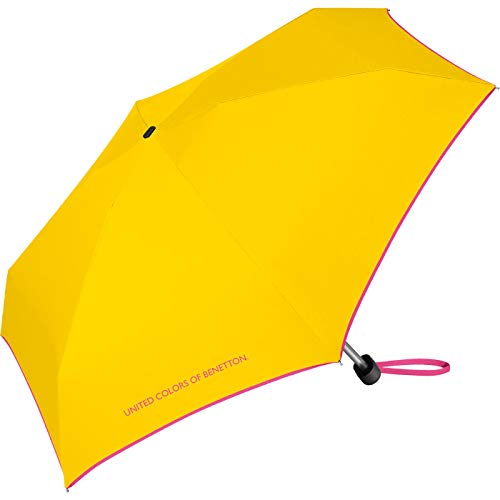 Benetton - Paraguas pequeño plano y ligero (amarillo)